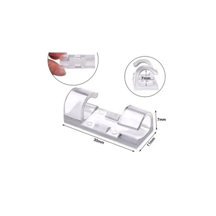 20'li Yapışkanlı Kablo Sabitleyici Şeffaf Klips