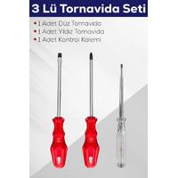 3'lü Tornavida Seti (Düz Tornavida + Yıldız Tornavida + Kontrol Kalemi)