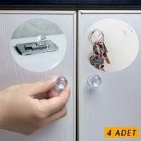 4 Adet Kristal Tasarımlı Çok Amaçlı Yapışkanlı Tutacak Buton