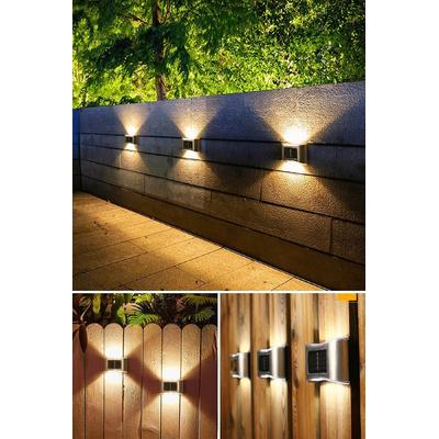 4 Lü Metal Modern Solar Duvar Lamba Dekorasyon Aydınlatma Aplik 6 ledli Güneş Enerji Işığı