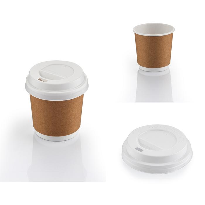 4oz Double Wall Kraft Karton Bardak Ve Beyaz Kapak