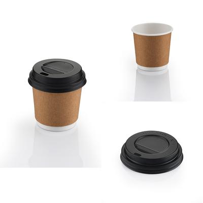4oz Double Wall Kraft Karton Bardak Ve Siyah Kapak