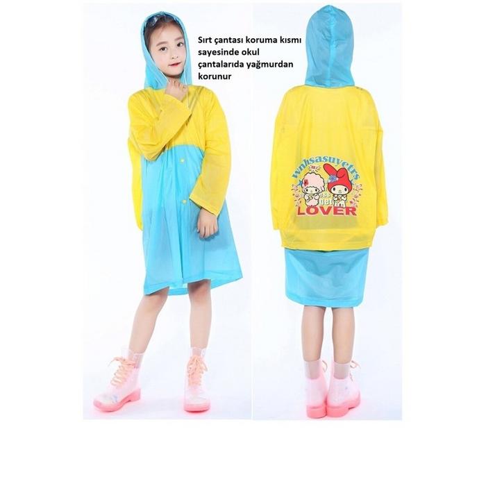 5 -6 Yaş Çocuklar İçin Okul Yağmurluğu Çanta Korumalı Medium Beden