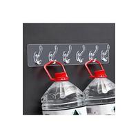 6'li Yapışkanlı Şeffaf Duvar Askısı Banyo Mutfak Düzenleyici Askı Pratik Kanca Askılık