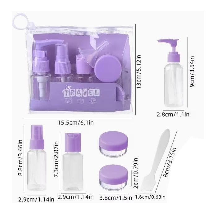 6 Parça Renkli Kapaklı Seyahat İçin Boş Şişe Seti