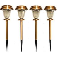 Bronz Görünümlü Güneş Enerjili Solar Bahçe Lambası 4 Lü Set