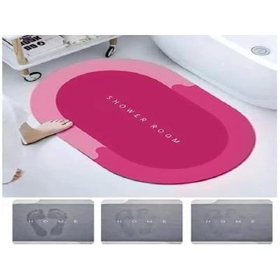 Büyük Boy Pembe Süper Su Emici Kaymaz Tabanlı Banyo Paspası ( 80*50 )cm