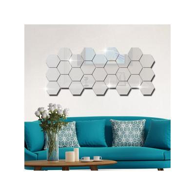 Büyük Boy Yapışkanlı Dekoratif Akrilik Ayna Altıgen ( 12 Adet )