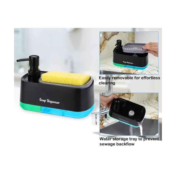 Çift Hazneli Sıvı Sabunluk, Süngerlik ve Otomatik Deterjanlık