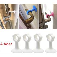 CM-072 Vantuzlu Geçmeli Kapı Kolu Stoper 4lü Set Beyaz