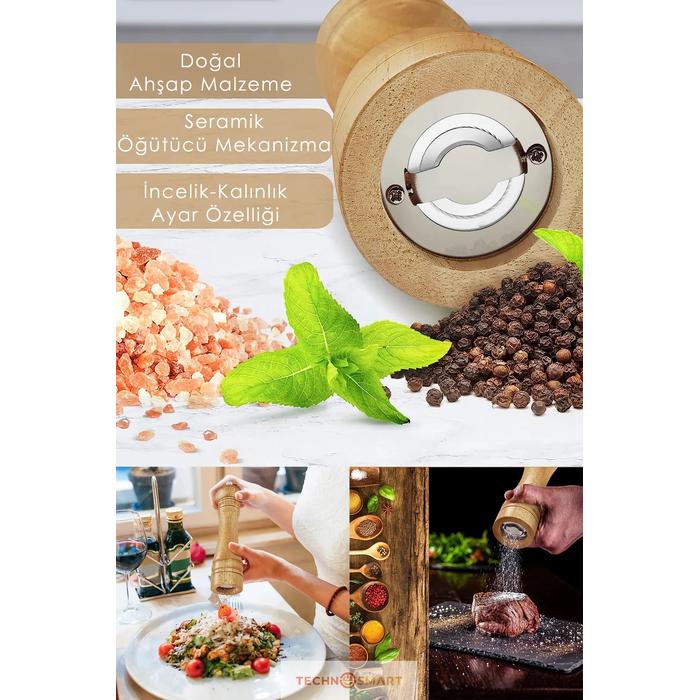 Doğal Ahşap Değirmen Karabiber Tuz Kahve Baharat Öğütücü Manuel El Değirmeni
