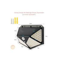 Hareket Sensörlü Güneş Enerjili Led Aydınlatma Dış Mekan Bahçe 100 Led Li