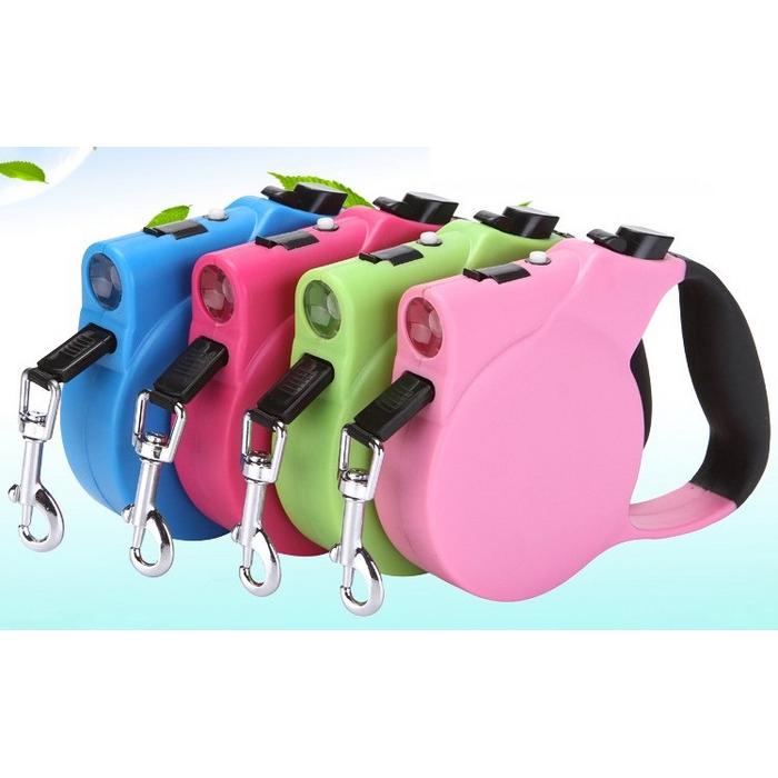 Işıklı Makaralı Otomatik Köpek Tasması 3 Metre Mavi