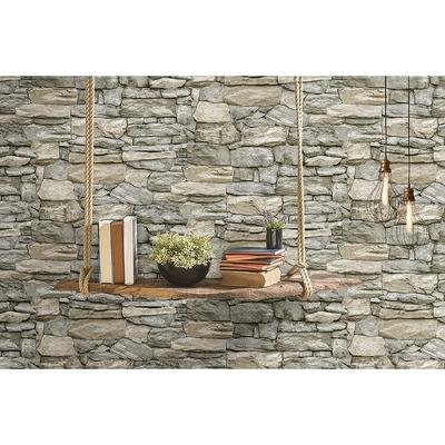 Kale Taş Duvar Desenli Kendinden Yapışkanlı 3D Duvar Raf Kapı Kaplama Kağıdı 5 Metre 60 Cm