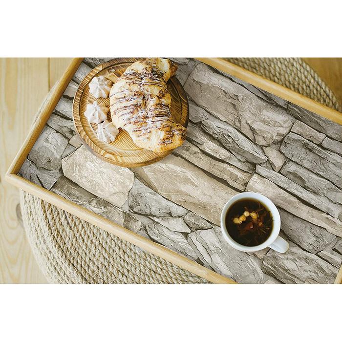 Kale Taş Duvar Desenli Kendinden Yapışkanlı 3D Duvar Raf Kapı Kaplama Kağıdı 5 Metre 60 Cm