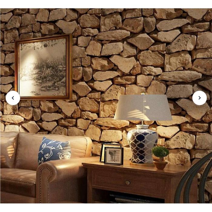 Kırmızı Taş Duvar Desenli Kendinden Yapışkanlı 3D Duvar Raf Kapı Kaplama Kağıdı 3 Metre 60 Cm