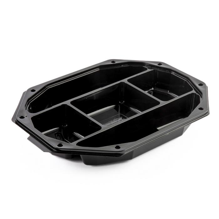 LIMERA Servis Kabı 32x24 cm Siyah Gövde – 5 Bölmeli 56 gr – 100 Adet