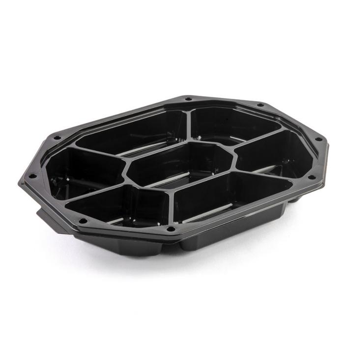 LIMERA Servis Kabı 32x24 cm Siyah Gövde – 7 Bölmeli 56 gr – 100 Adet