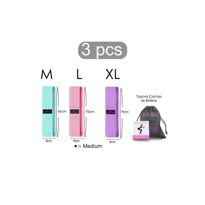 Loop Band Direnç Bandı Spor Egzersiz Aerobik Pilates Squat Lastiği Fitness Yoga 3 Lü Set