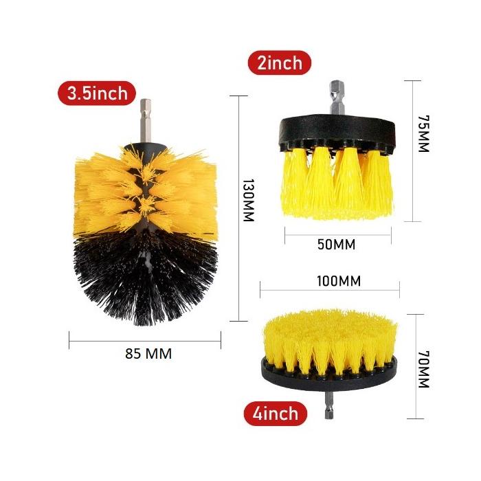 Matkap Ucuna Takılan 3'lü Fırça  Temizlik Seti