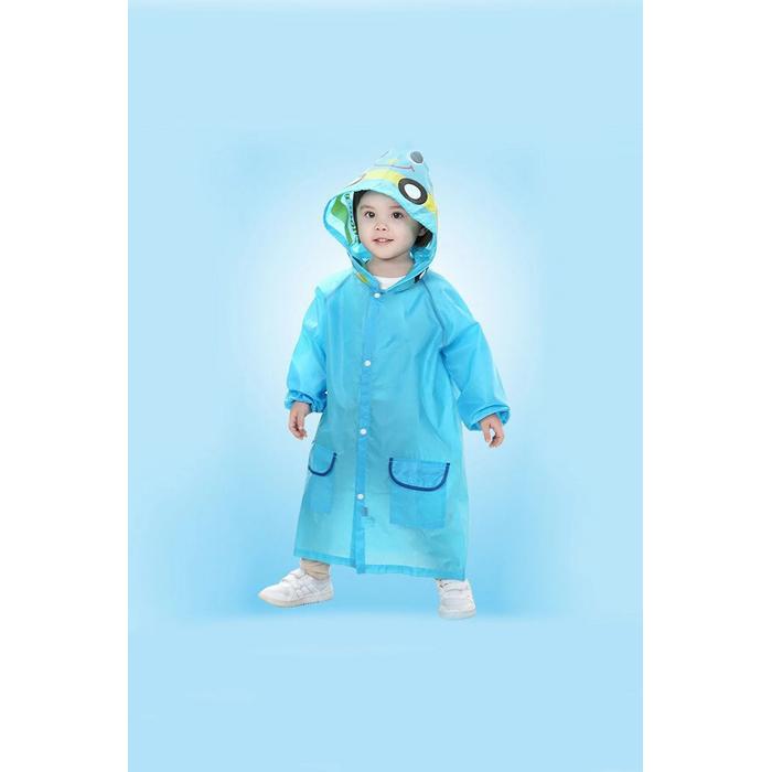 Mavi Çocuk Yağmurluk Karikatür Desenli Su Geçirmez