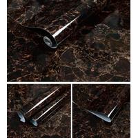 Mermer Desenli Mutfak Tezgah Üstü Yapışkanlı Folyo Kahverengi