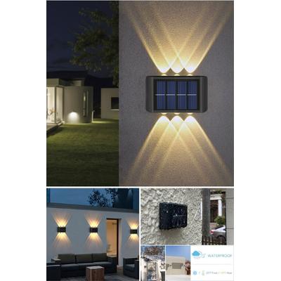 Modern 6ledli  Solar Duvar Lamba Dekorasyon Aydınlatma Aplik Güneş Enerji Gün Işığı 2 Li Set