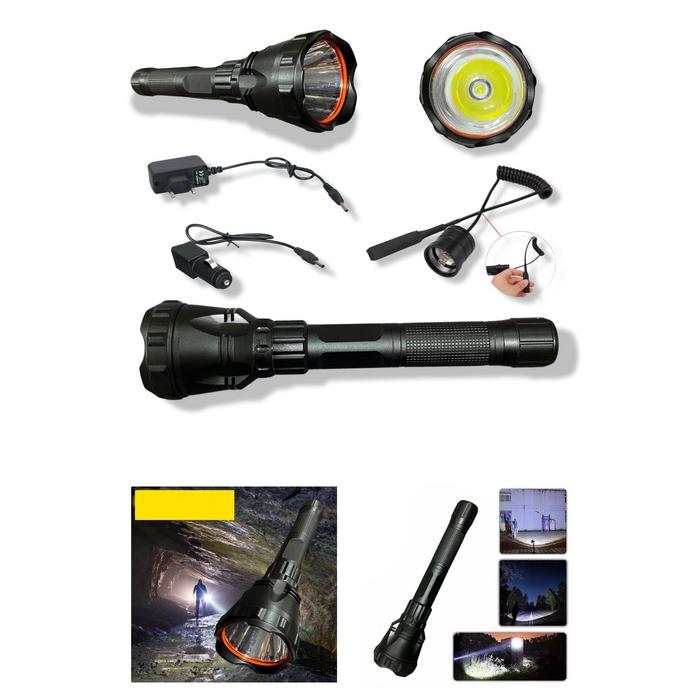 Orjinal 1200 Lümen 20 Watt 1200 Metre Profesyonel Şarjlı El Feneri