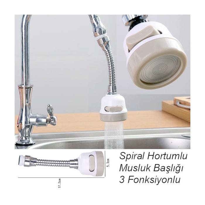Oynar Başlıklı Spiral 3 Fonksiyonlu Musluk Başlığı