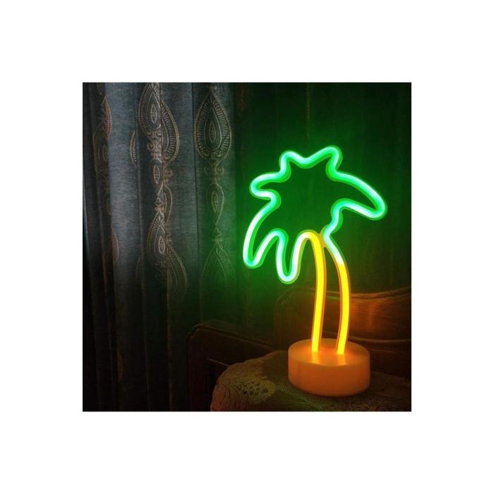 Palmiye Model Neon Led Işıklı Masa Lambası Dekoratif Aydınlatma Gece Lambası