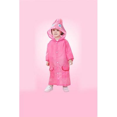Pembe Çocuk Yağmurluk Karikatür Desenli Su Geçirmez