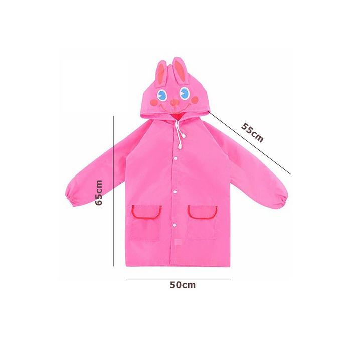 Pembe Çocuk Yağmurluk Karikatür Desenli Su Geçirmez