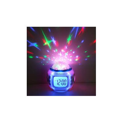 Projeksiyonlu Işık Saçan Müzikli Alarmlı Gece lambası Masa Saati