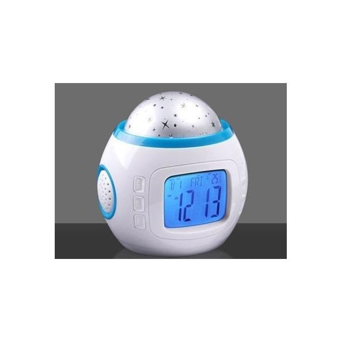 Projeksiyonlu Işık Saçan Müzikli Alarmlı Gece lambası Masa Saati