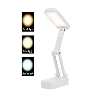 PS-1916 Şarjlı Dokunmatik 24 Led Katlanabilir 3 Kademeli Ayarlanabilir Renk Tonu Ve Parlaklık Masa Lambası