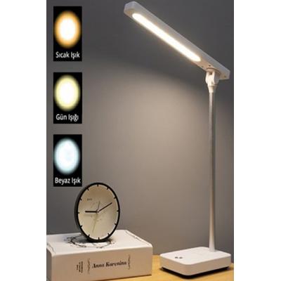 PS-1938 Şarjlı 24 Led Çalışma Okuma Işığı Kademeli Masa Lambası Ayarlanabilir Renk Tonu Ve Parlaklık