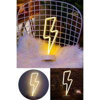 Sarı Şimşek Model Neon Led Işıklı Masa Lambası Dekoratif Aydınlatma Gece Lambası