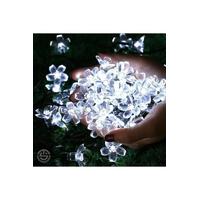 Solar 50 Ledli Çiçekli Beyaz Led Bahçe Aydınlatma Dekorasyon Güneş Enerjili