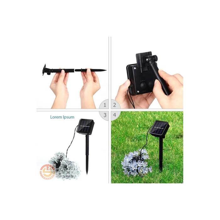 Solar 50 Ledli Çiçekli Beyaz Led Bahçe Aydınlatma Dekorasyon Güneş Enerjili