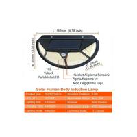 Solar Güneş Enerjili 102 Ledli 3 Modlu Hareket Sensörlü Oval Bahçe Lambası