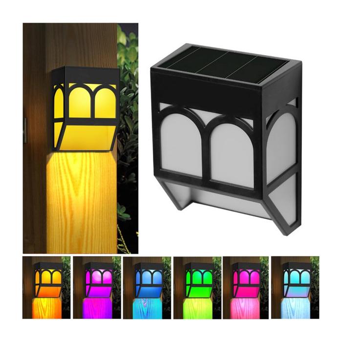 Solar Güneş Enerjili Duvara Monteli RGB Bahçe lambası 4 Lü Set