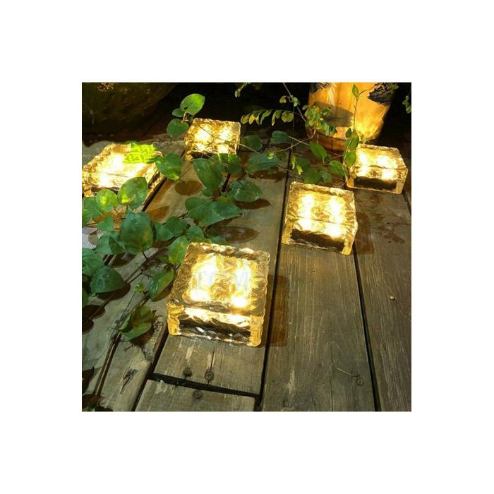 Solar Güzeş Enerjili Buz Cam Zemin Dekoratif Bahçe Aydınlatma 4 Led Li Kristal (1 Adet )