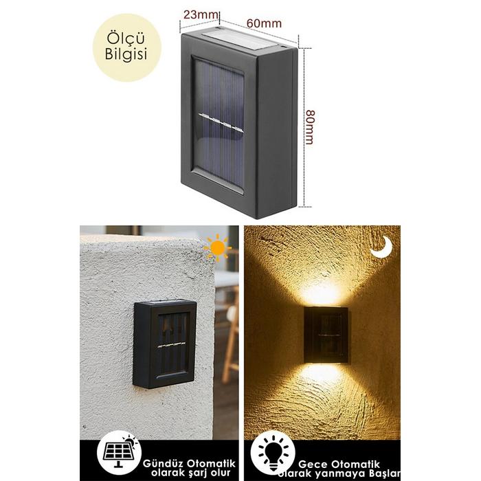 Tekli Yeni Model Solar Çift Taraflı Duvar Lambası Güneş Enerjili Aydınlatma Dekorasyon Aplik Işık
