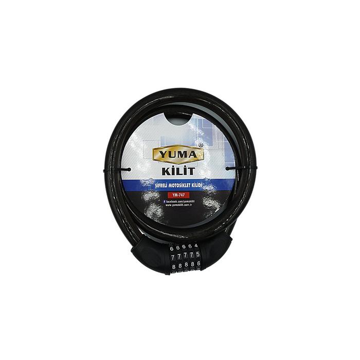Yuma YM-747 120cm 20mm 5 Şifreli Siyah Motorsiklet Kilidi